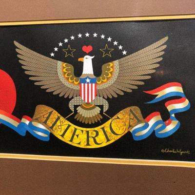Signed Charles Wysocki I Love America Eagle Quality Lithograph