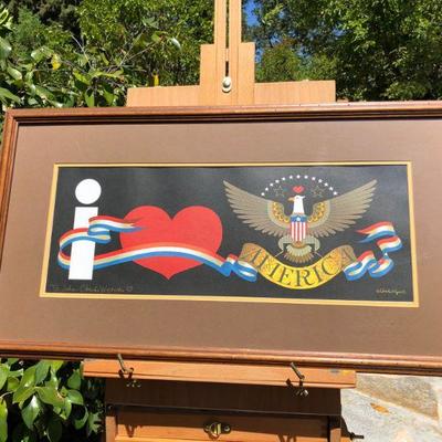 Signed Charles Wysocki I Love America Eagle Quality Lithograph