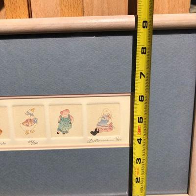 Vintage B Morrison Four Friends Animals Drawings for Kids Signed Numbered Print