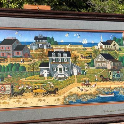Large Limited Edition Charles Wysocki Salty Witch Bay Framed Lithograph 