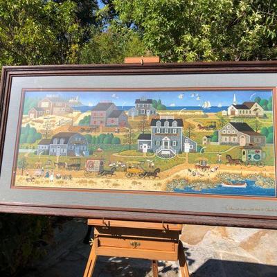 Large Limited Edition Charles Wysocki Salty Witch Bay Framed Lithograph 
