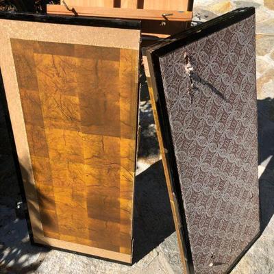 Antique Japanese Traditional Three Panel Painted Screen of Palace Scene
