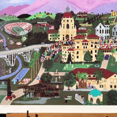 Pasadena Rose Bowl Signed Numbered Lithograph by Sonny Salsbury