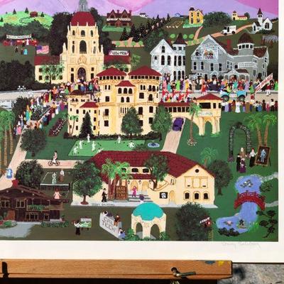 Pasadena Rose Bowl Signed Numbered Lithograph by Sonny Salsbury