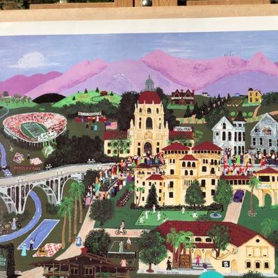 Pasadena Rose Bowl Signed Numbered Lithograph by Sonny Salsbury