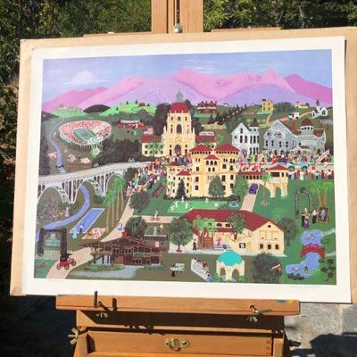 Pasadena Rose Bowl Signed Numbered Lithograph by Sonny Salsbury