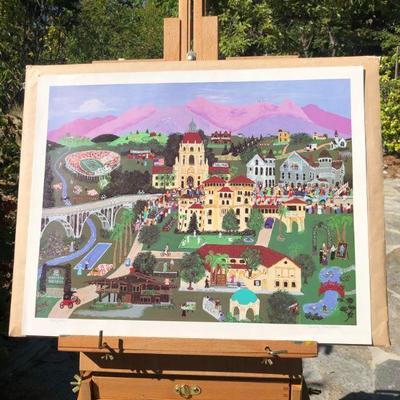 Pasadena Rose Bowl Signed Numbered Lithograph by Sonny Salsbury