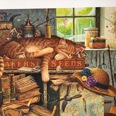 Fantastic Charles Wysocki Remington the Horticulturalist Cat Signed Numbered Lithograph