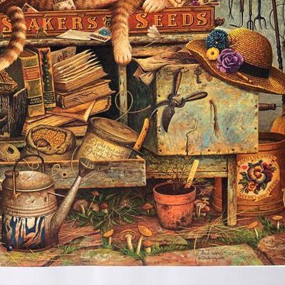 Fantastic Charles Wysocki Remington the Horticulturalist Cat Signed Numbered Lithograph