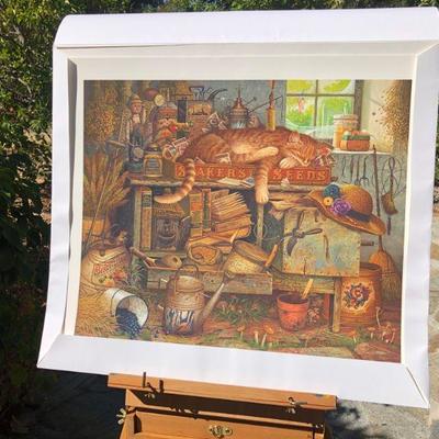 Fantastic Charles Wysocki Remington the Horticulturalist Cat Signed Numbered Lithograph