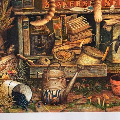 Fantastic Charles Wysocki Remington the Horticulturalist Cat Signed Numbered Lithograph