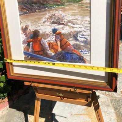 Signed Original Watercolor Painting White Water Rafting Grand Canyon