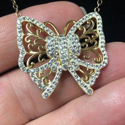 J7: Sterling Butterfly Adorned with Sparkly Faux Diamonds