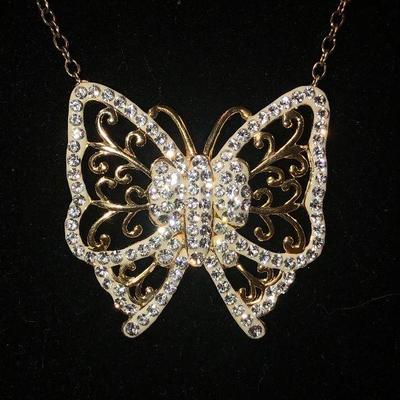 J7: Sterling Butterfly Adorned with Sparkly Faux Diamonds