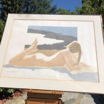 Large Original Lois Gilbert Pastel Drawing on Paper of Nude Woman 