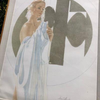 Beautiful Original Lois Gilbert Large Pastel Drawing of Nude Woman with Draped Fabric Cloth