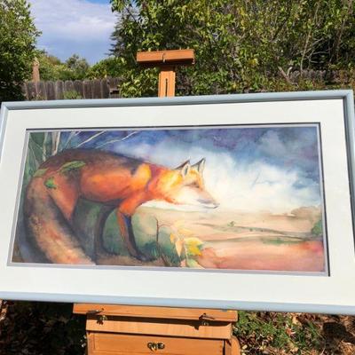 Beautiful Fox Original Signed Watercolor Painting by Beverly Grossman