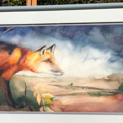 Beautiful Fox Original Signed Watercolor Painting by Beverly Grossman