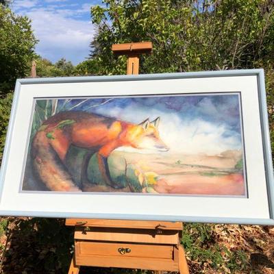 Beautiful Fox Original Signed Watercolor Painting by Beverly Grossman