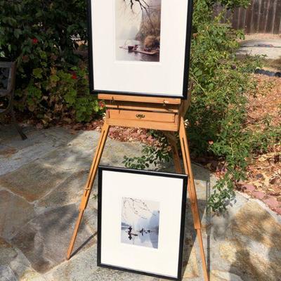 Pair of Two Framed Vintage Chinese Fisherman Signed Photographs 