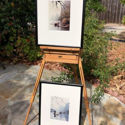 Pair of Two Framed Vintage Chinese Fisherman Signed Photographs 