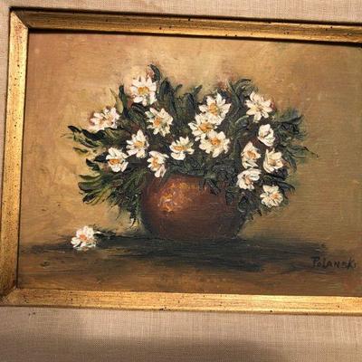 Signed Original Stella Polanski Oil Painting of Daisies Flowers
