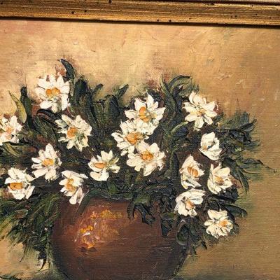 Signed Original Stella Polanski Oil Painting of Daisies Flowers
