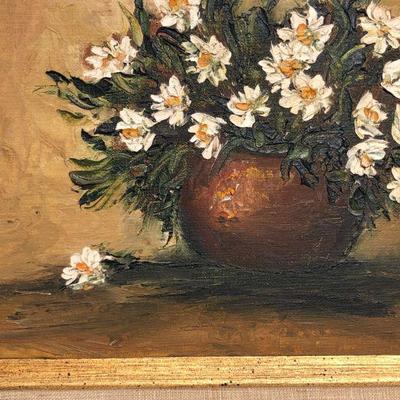 Signed Original Stella Polanski Oil Painting of Daisies Flowers