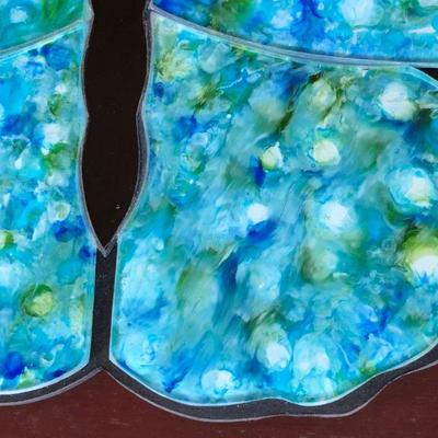 Blue Butterfly by Jose Strimling Original Painting Under Glass