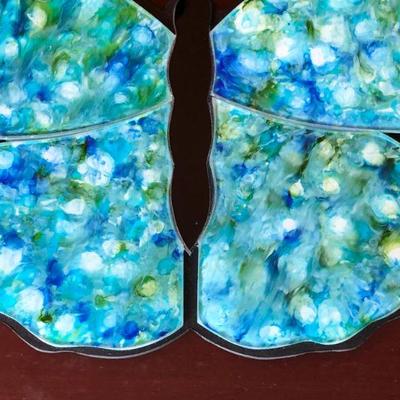 Blue Butterfly by Jose Strimling Original Painting Under Glass
