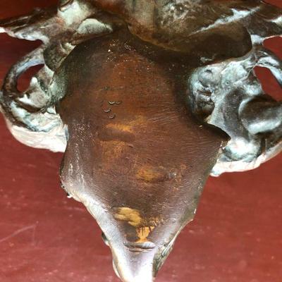 Antique Bronze Door Knocker Mythological Scene of Man with Hammer and Angel