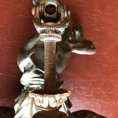 Antique Bronze Door Knocker Mythological Scene of Man with Hammer and Angel