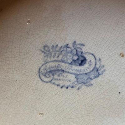 Antique Footed Ceramic English White Porcelain China with Blue Flowers
