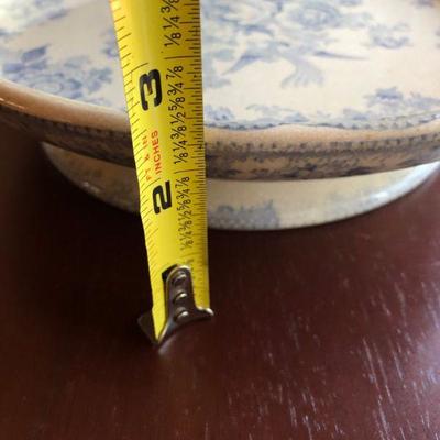 Antique Footed Ceramic English White Porcelain China with Blue Flowers