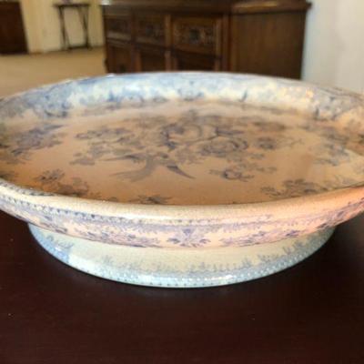 Antique Footed Ceramic English White Porcelain China with Blue Flowers