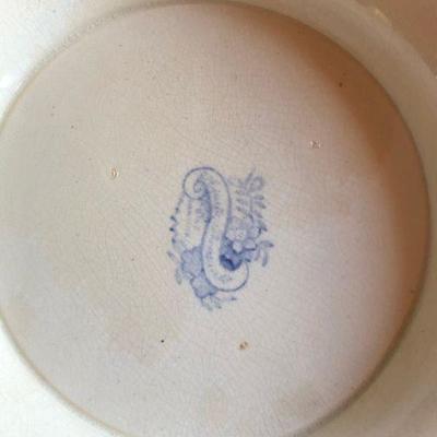 Antique Footed Ceramic English White Porcelain China with Blue Flowers