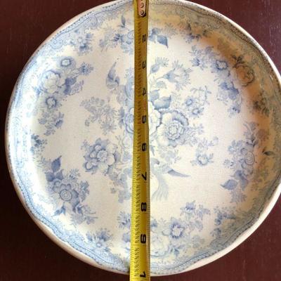 Antique Footed Ceramic English White Porcelain China with Blue Flowers
