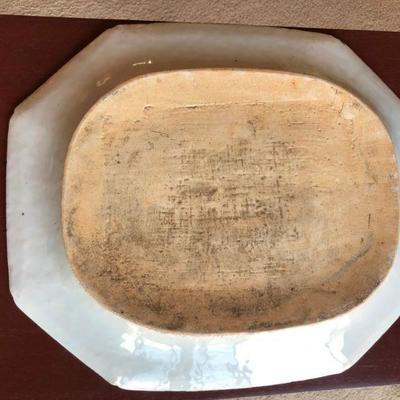 Large Antique Nanking Blue and White Porcelain Platter River Scene
