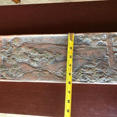 Rare Antique Batchelder Los Angeles Ceramic Decorated Tile of Nature Scene of Hills and Trees
