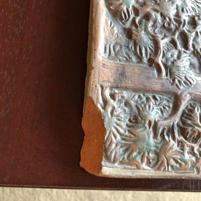 Rare Antique Batchelder Los Angeles Ceramic Decorated Tile of Nature Scene of Hills and Trees