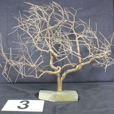 LOT#3: Vintage 1960s/70s Copper Willow Tree with Sandstone Base