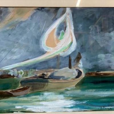 LOT#37: Abstract Sailboat (Believed to be a watercolor)
