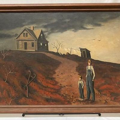 LOT#63: J. McWhirter (Early American) Oil on Canvas
