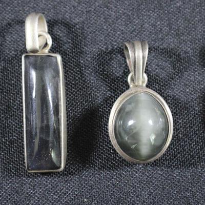 LOT#128: 4 Sterling Pendants with Mixed Stones