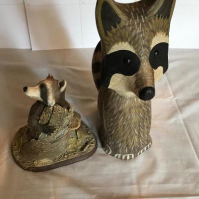 Lot #125 Carved Raccoon Decor by J. King 