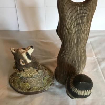 Lot #125 Carved Raccoon Decor by J. King 