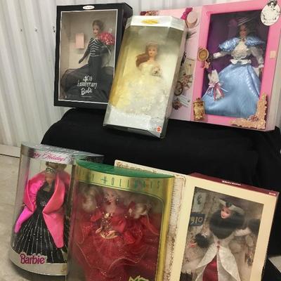 Lot of 6 Collectible Barbie Dolls w/ Boxes