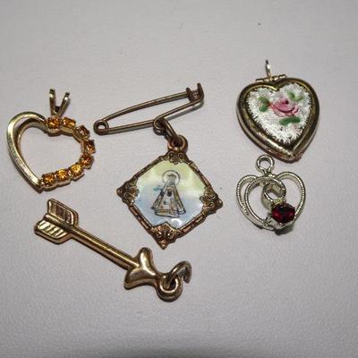 Vintage Religious Pins, Charms & locket Lot