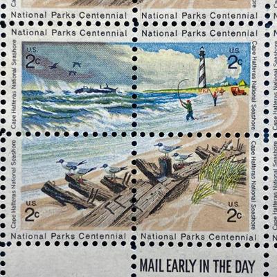 Framed 100 count stamp sheet 2 cent National Parks Centennial stamps