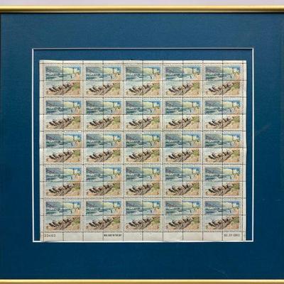 Framed 100 count stamp sheet 2 cent National Parks Centennial stamps